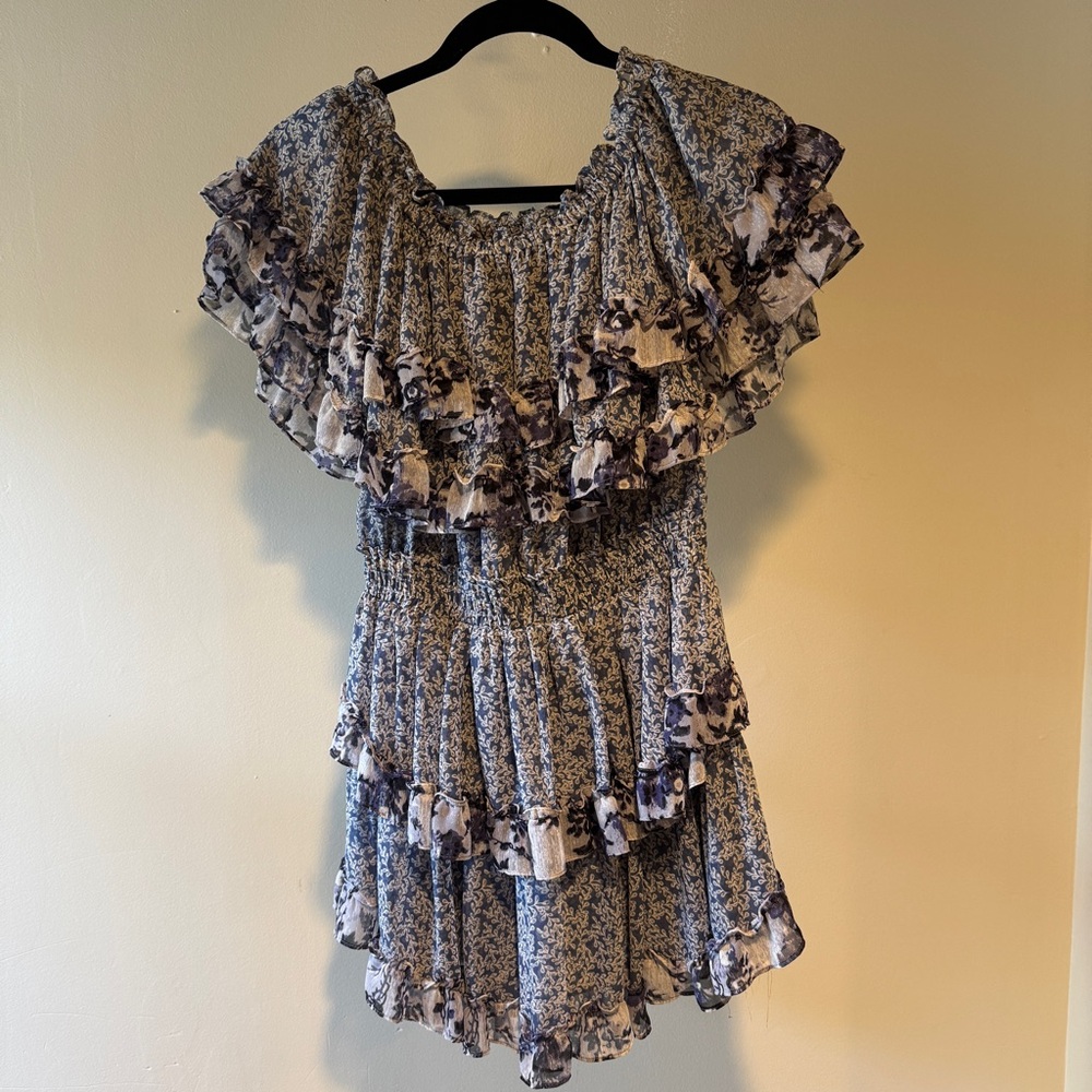 Misa Los Angeles Blue and White Floral Dress